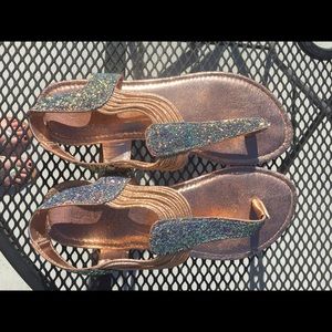 Rainbow glitter sandals